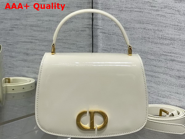 Dior Medium 30 Montaigne Avenue Top Handle Bag in White Patent Calfskin Replica