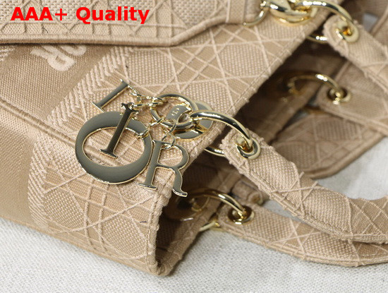 Dior Medium Beige Lady D Lite Embroidered Cannage Bag Replica