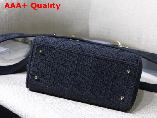 Dior Medium Black Lady D Lite Embroidered Cannage Bag Replica