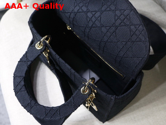 Dior Medium Black Lady D Lite Embroidered Cannage Bag Replica