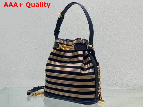 Dior Medium Cest Dior Bag Natural and Denim Blue Mariniere Raffia Replica