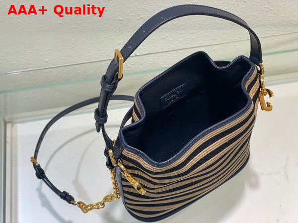 Dior Medium Cest Dior Bag Natural and Denim Blue Mariniere Raffia Replica