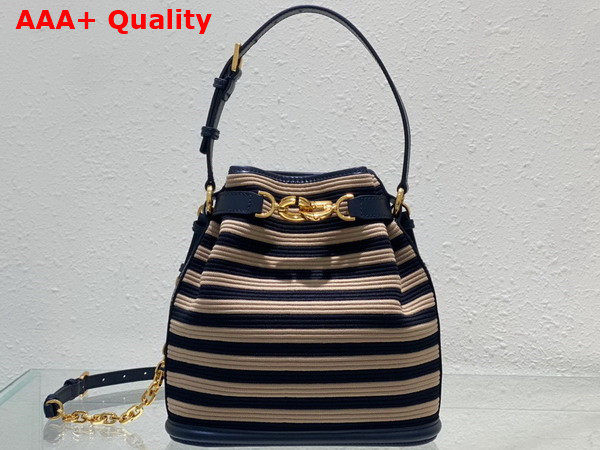 Dior Medium Cest Dior Bag Natural and Denim Blue Mariniere Raffia Replica