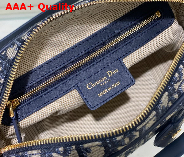 Dior Medium D Vibe Bowling Bag Blue Dior Oblique Jacquard Replica