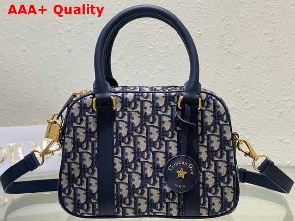 Dior Medium D Vibe Bowling Bag Blue Dior Oblique Jacquard Replica