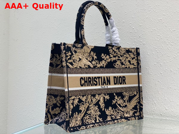 Dior Medium Dior Book Tote Black Multicolor Cornely Effect Dior Jardin D Hiver Embroidery Replica