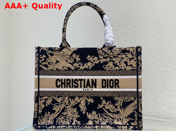 Dior Medium Dior Book Tote Black Multicolor Cornely Effect Dior Jardin D Hiver Embroidery Replica