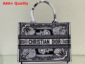 Dior Medium Dior Book Tote Black and White Butterfly Bandana Embroidery Replica