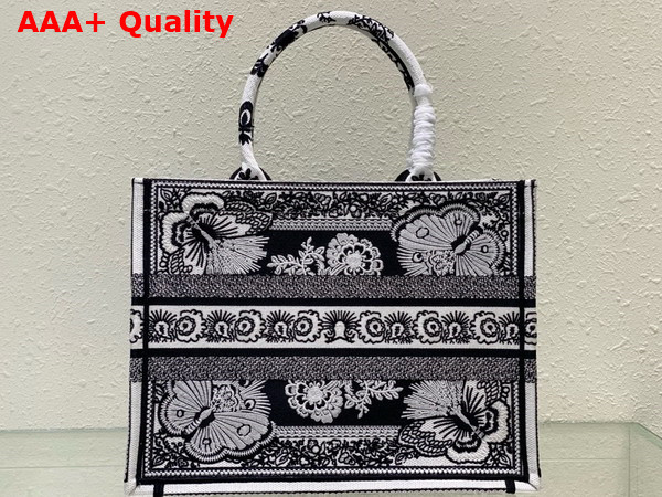 Dior Medium Dior Book Tote Black and White Butterfly Bandana Embroidery Replica