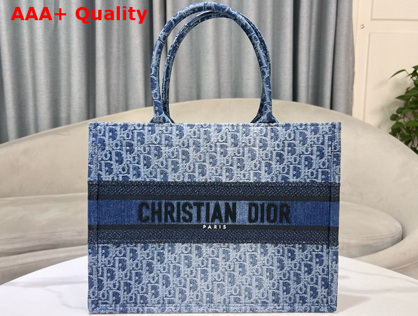 Dior Medium Dior Book Tote Blue Denim Dior Oblique Jacquard Replica