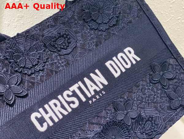 Dior Medium Dior Book Tote Blue Multicolor D Lace Embroidery with 3D Macrame Effect Replica