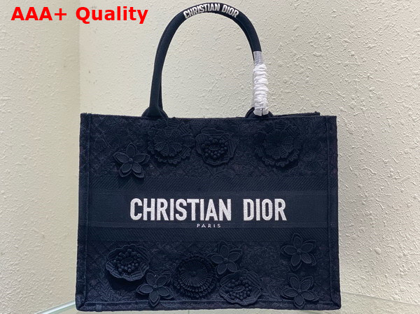 Dior Medium Dior Book Tote Blue Multicolor D Lace Embroidery with 3D Macrame Effect Replica