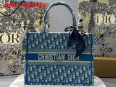 Dior Medium Dior Book Tote Cornflower Blue Dior Oblique Embroidery Replica