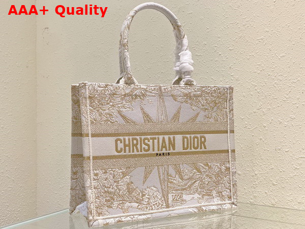 Dior Medium Dior Book Tote Dior Reve D Infini Embroidery with Gold Tone Metallic Thread Replica