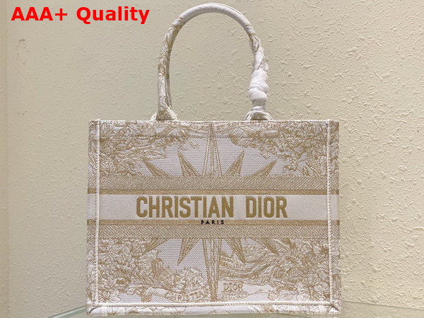 Dior Medium Dior Book Tote Dior Reve D Infini Embroidery with Gold Tone Metallic Thread Replica