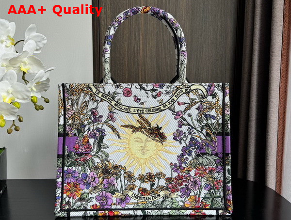 Dior Medium Dior Book Tote Ecru Multicolor Dior 4 Saisons Ete Soleil Embroidery Replica