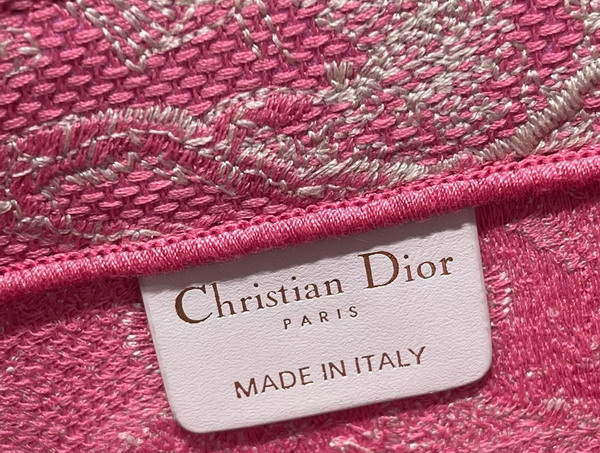 Dior Medium Dior Book Tote Fluorescent Pink Toile de Jouy Reverse Embroidery Replica