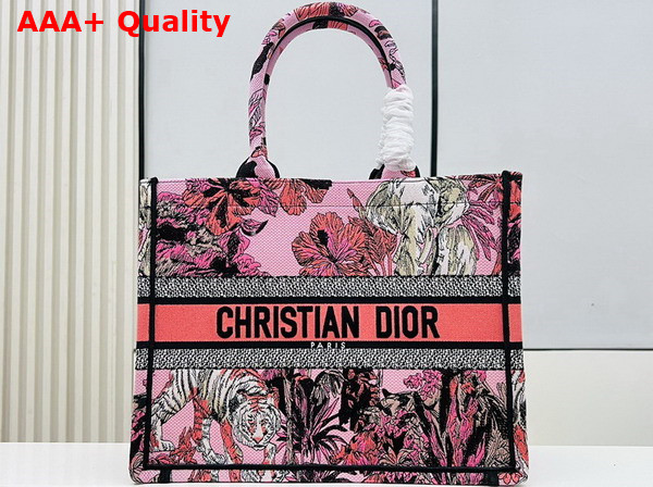 Dior Medium Dior Book Tote Fuchsia Multicolor Toile de Jouy Voyage Embroidery Replica