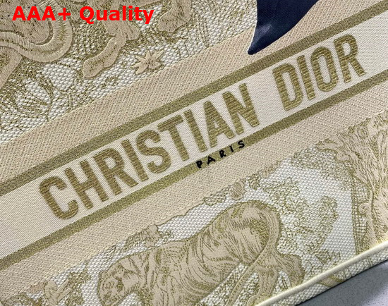 Dior Medium Dior Book Tote Gold Tone Toile de Jouy Embroidery Replica