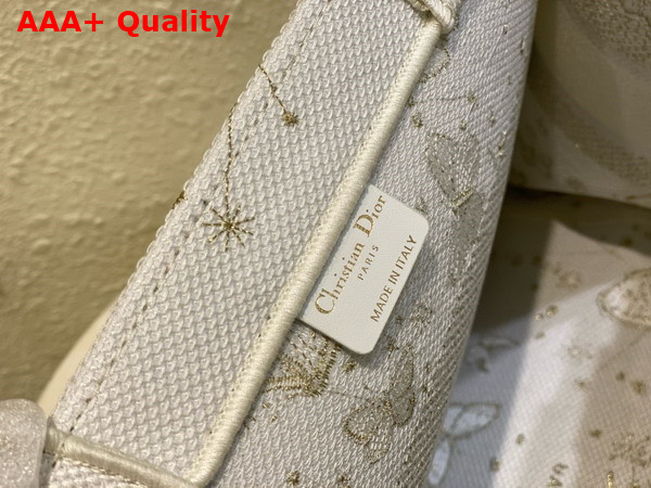 Dior Medium Dior Book Tote Gold Tone and White Butterfly Zodiac Embroidery Replica