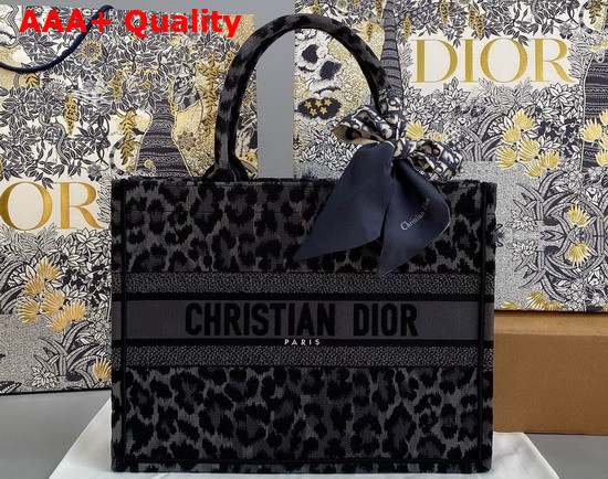 Dior Medium Dior Book Tote Gray Mizza Embroidery Replica