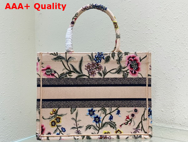 Dior Medium Dior Book Tote Natural Multicolor Raffia Embroidered with Dior Petites Fleurs Replica