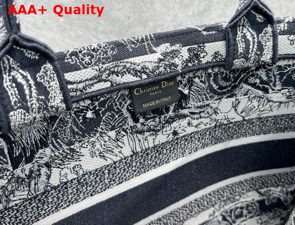 Dior Medium Dior Book Tote Navy Blue Toile de Jouy Stripes Embroidery Replica