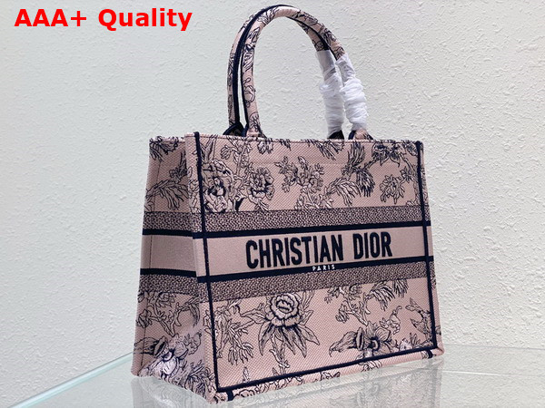 Dior Medium Dior Book Tote Powder Pink Dior Jardin Botanique Embroidery Replica