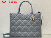 Dior Medium Dior Book Tote Stone Gray Macrocannage Calfskin Replica