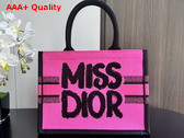 Dior Medium Dior Book Tote Two Tone Fuchsia and Purple Miss Dior Graffiti Embroidery Replica