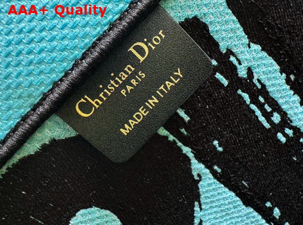 Dior Medium Dior Book Tote Two Tone Green and Blue Miss Dior Graffiti Embroidery Replica