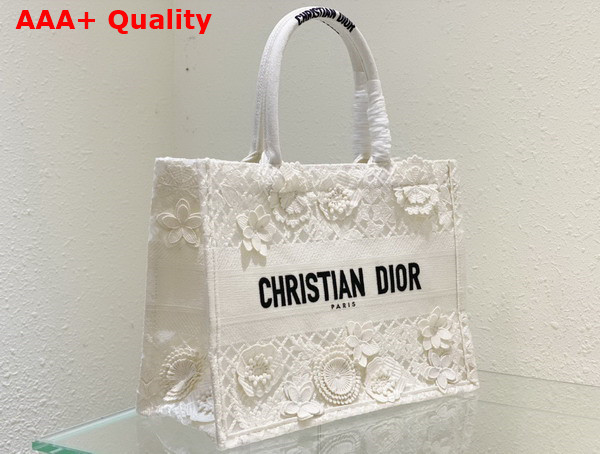 Dior Medium Dior Book Tote White Multicolor D Lace Embroidery with 3D Macrame Effect Replica