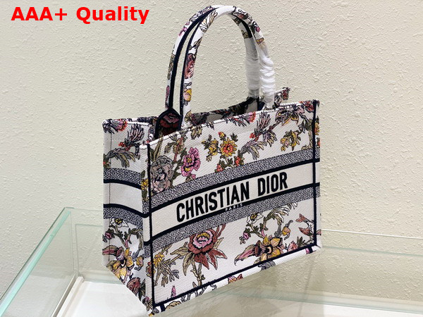 Dior Medium Dior Book Tote White Multicolor Dior Jardin Botanique Embroidery Replica