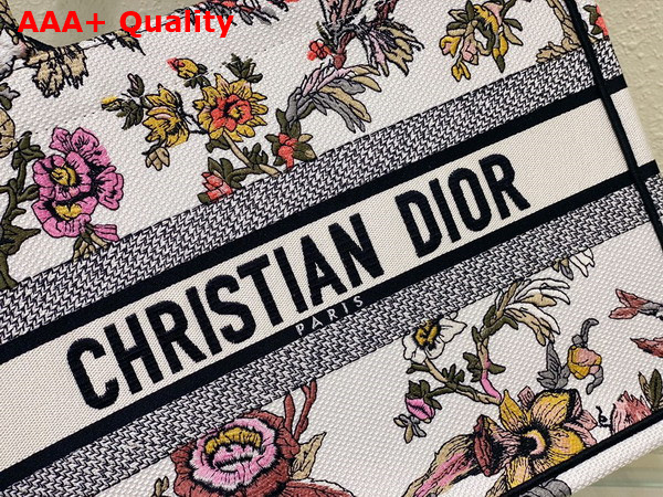 Dior Medium Dior Book Tote White Multicolor Dior Jardin Botanique Embroidery Replica