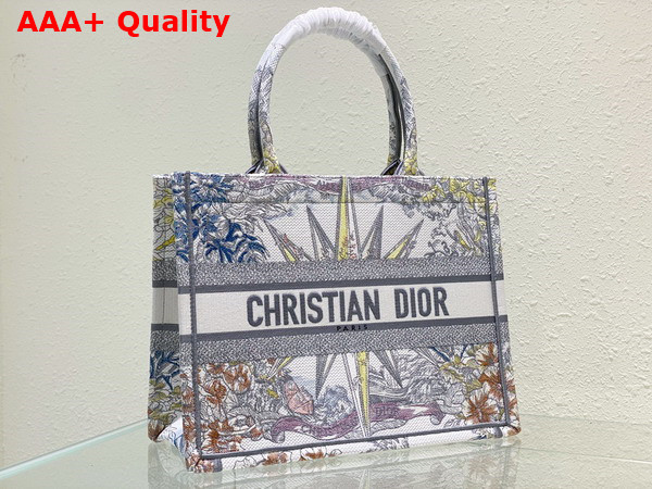 Dior Medium Dior Book Tote White Multicolor Reve D Infini Embroidery Replica