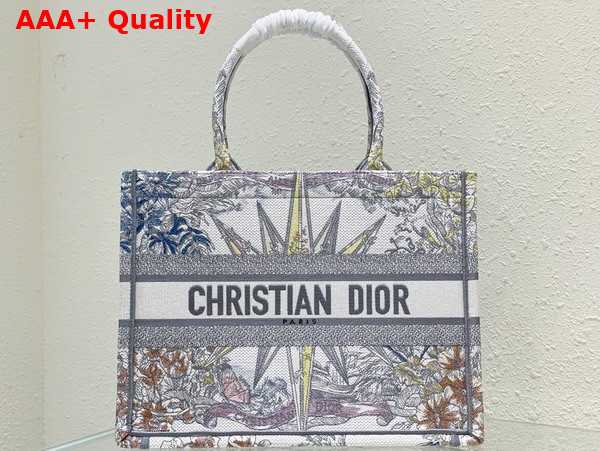 Dior Medium Dior Book Tote White Multicolor Reve D Infini Embroidery Replica