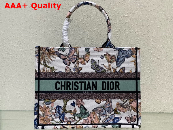 Dior Medium Dior Book Tote White Multicolor Toile De Jouy Mexico Embroidery Replica