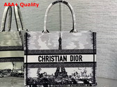 Dior Medium Dior Book Tote White and Black Paris Embroidery Replica