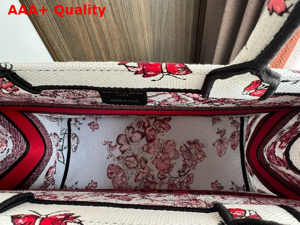 Dior Medium Dior Book Tote White and Red Le Coeur Des Papillons Embroidery Replica