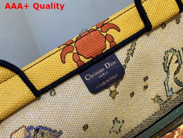 Dior Medium Dior Book Tote Yellow Multicolor Dior Pixel Zodiac Embroidery Replica