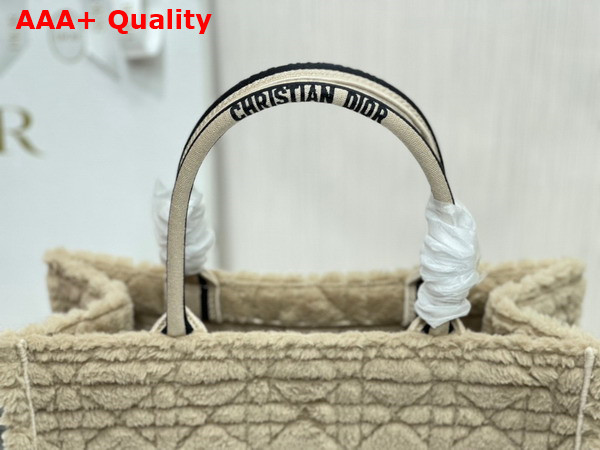 Dior Medium Dior Book Tote in Beige Cannage Shearling Replica