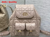 Dior Medium Dior Caro Backpack in Beige Macrocannage Lambskin Replica