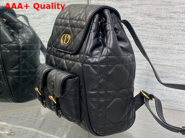 Dior Medium Dior Caro Backpack in Black Macrocannage Lambskin Replica