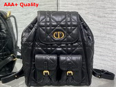 Dior Medium Dior Caro Backpack in Black Macrocannage Lambskin Replica