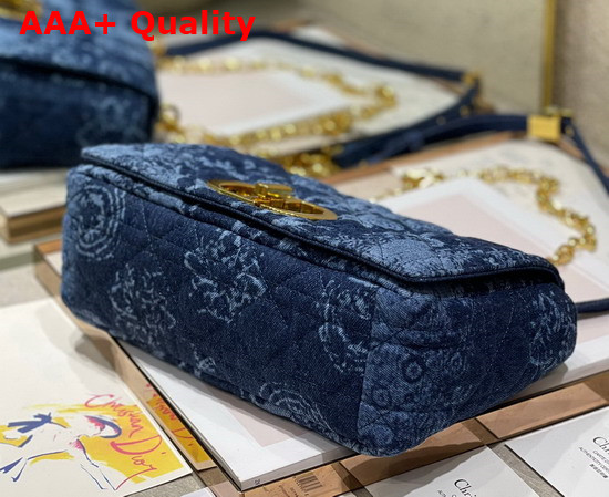 Dior Medium Dior Caro Bag Blue Dior Flowers Cannage Denim Replica