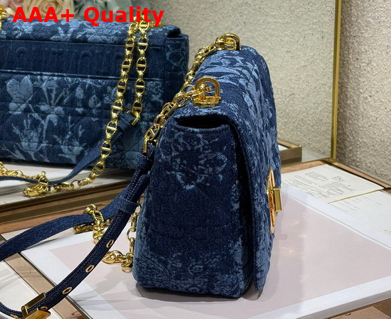 Dior Medium Dior Caro Bag Blue Dior Flowers Cannage Denim Replica