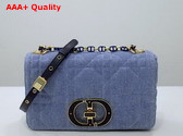 Dior Medium Dior Caro Bag Blue Macrocannage Denim Replica