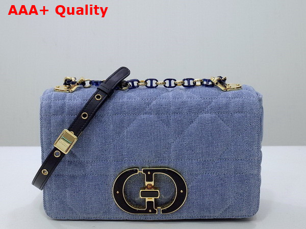 Dior Medium Dior Caro Bag Blue Macrocannage Denim Replica