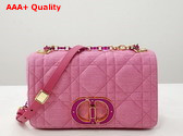 Dior Medium Dior Caro Bag Bright Pink Macrocannage Denim Replica