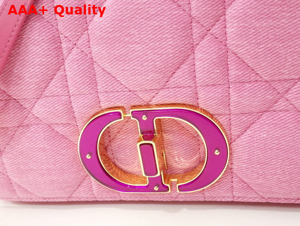 Dior Medium Dior Caro Bag Bright Pink Macrocannage Denim Replica